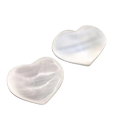 China Wholesale High Quality Natural Selenite Crystal Stone Carved Heart Gypsum From Europe For Gift for sale