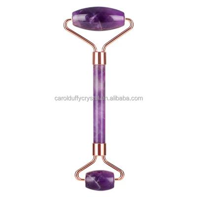 China Wholesale High Quality Natural Amethyst Jade Roller Face Gemstone Natural Crystal From Europe For Facial Massage for sale