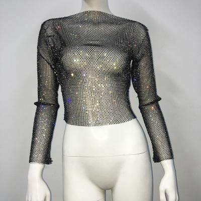 China Sexy Bling Crystal Diamond Mesh Dress Rhinestone Women Dress Bling Crystal Diamond Mesh Dress Viable Top And Skirt Sexy Mesh Top And Skirt for sale