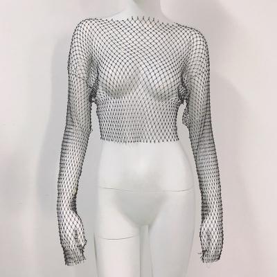 China Viable Rhinestone Diamond Mesh Body Chains Hollow Tank Tops Bikini Crop Top for sale