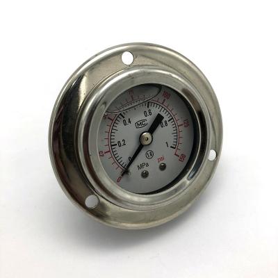 China 40/50/60mm 150psi stainless steel liquid filled pressure gauge manometer back with front flange for sale