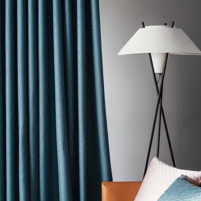 China Navy Blue Blackout Blackout Curtains Room Look Bedroom Darkening Linen Textured Curtains For Living Room for sale