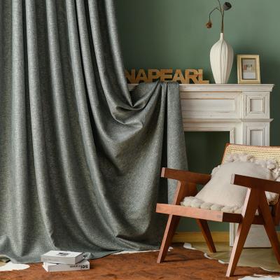 China Blackout Ready Made Polyester Solid Curtain For Bedroom Yarn Dye Blackout Drapes Hook Color Single Curtain for sale