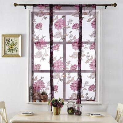 China Blackout Connection Roman Shades Rod Pocket Organza Floral Semi Sheer Balloon Curtain Window Curtain For Living Room Kitchen Windows for sale