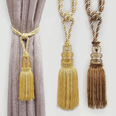 China CLASSIC Way Woven Tiebacks Crystal Holdbacks Home Decorative Tassels Curtain Tiebacks Curtain Tassel for sale