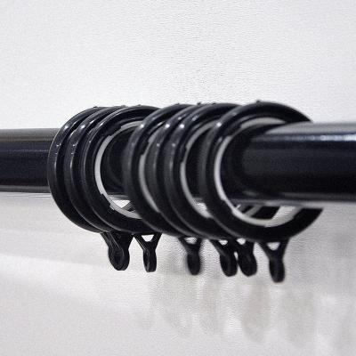 China Modern Decorative Curtain Rings For Living And Guest Room Bathroom Curtain Rings Shower Curtain Black Plastic Hooks for sale