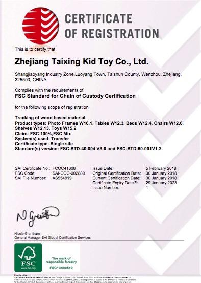 FSC - Zhejiang Taixing Kid Toy Co., Ltd.