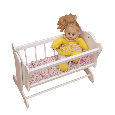 China New Design Age 3-8 Years Pretend Play Baby Rocking Bed Doll Furniture Toy With Protection fram for sale