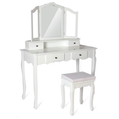 China Modern Modern Designer Adults Mirror and Stool Bedroom Mirrored Makeup Dressing Table for sale