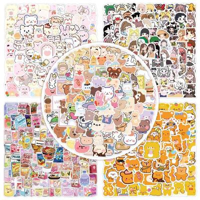 China 500 Waterproof Cute Korean Bear Girl Instagram Cartoon Character Stickers Stationery Suitcase Note Decals for sale