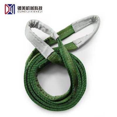 China 100% Polyester Lift Sling Straps, Factory Direct Heavy Duty Crane Webbing 3T Eye Lift Sling Factory Saver Polyester Flat Sling Recovery Strap for sale