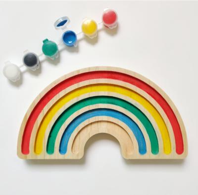 China Central Institute of Statistics new style educational Nordic children's macaron DIY macaroon wooden rainbow graffiti wooden toys for sale