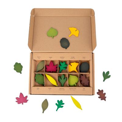 China 2022 educational new style montessori teaching aid wooden leaves matching puzzle color tree leaf classification game toys for sale