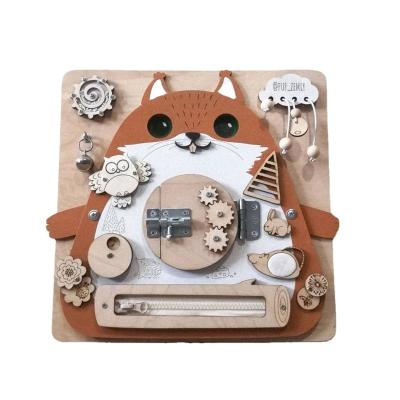 China New style montessori board game owl toy wall busy board game educational wooden busy multifunctional chinchilla version for sale