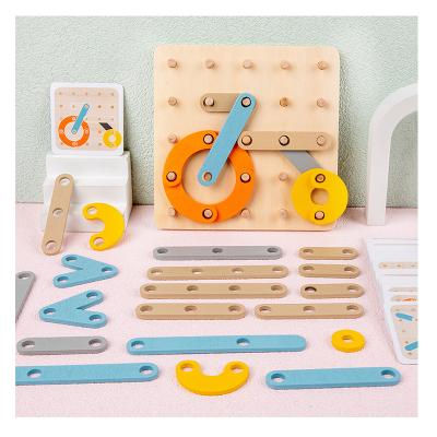 China 2022 New Montessori Geometry Mathematics Educational Teaching Aid The Wooden Nail Board Jigsaw Puzzle Graphic Creative Toy for sale