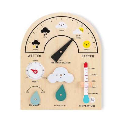 China 2022 New Educational Children's Wooden Weather Station Temperature Learning Observation Deck Experiment Science Toys for sale