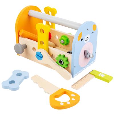 China MODEL TOY 2022 New Children's Play European Tool Box Wooden Toy Combination House Nut Dog Tool Box Toy Set for sale