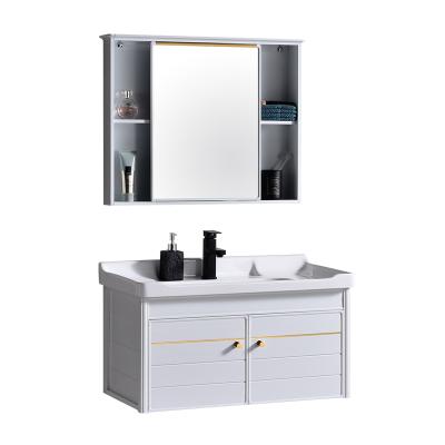 China Environmental Friendly Modern Wall Mounted Bathroom Vanity Cabinets With Aluminum Mirror Cabinet Set Sink Bathroom Mirror Cabinet for sale