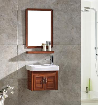 China Cheap Factory Wholesale Environmentally Friendly Aluminum Sanitary Ware Corner Wall Hung Bathroom Mirrored Vanity Cabinet With Single Sink for sale