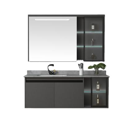 China Environmental Friendly LED Float Waterproof Bathroom Vanity Sink Hanging Cabinet Set Vanity Furniture for sale