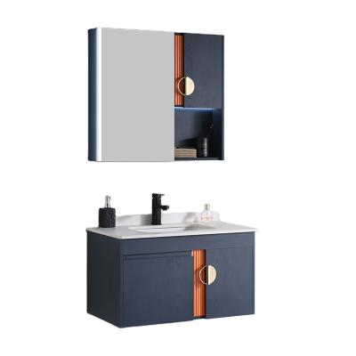 China Luxury Environmental Friendly Bathroom Vanity Plywood Waterproof Lighting Cabinets Led Mirror Storage Sink Cabinet Set for sale