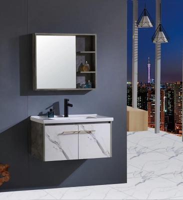 China New Design Bathroom Furniture Environmental Friendly Ceramic Plywood Basin Waterproof Wall Mounted Drawer Bathroom Cabinet Vanity Set for sale