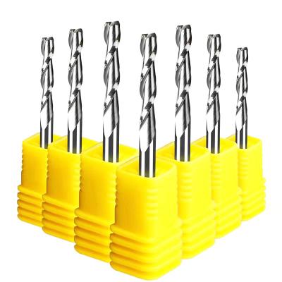 China CNC Cutter Bit Tungsten Carbide Milling Spiral Cutter Tools 2 Flute End Mills For Hardwood for sale