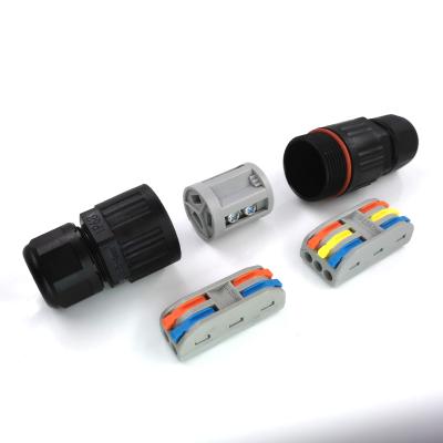 China IP68 waterproof power connector with integrated double wire connector for sale