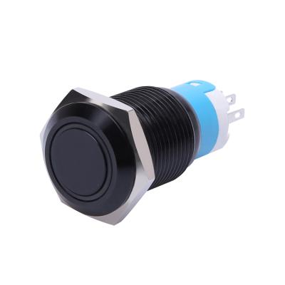 China Nickel Plated Stainless Steel / Brass With LED Lamp Black 19 Mm Push Button Switch for sale