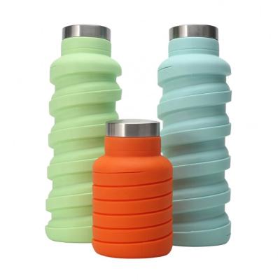 China Sustainable 20OZ Customized Unique Collapsible Collapsible Silicone Water Bottle For Outdoor for sale