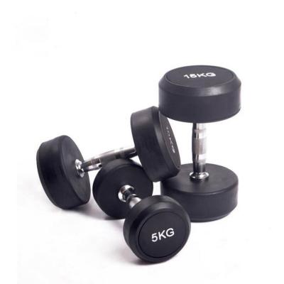 China Home Use Men's Round Head Rubberized Dumbbell Fitness Equipment Electroplating Dumbbell Home Gym for sale