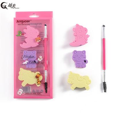 China Put On Makeup 3 Pieces Mini Powder Puff Makeup Wet And Dry Puff For Easy Makeup Zoo Animal Sponge for sale