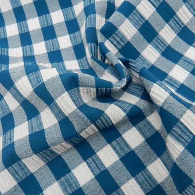 China Anti Pill Recycled Blue Color Customized Plaid Fabric Nylon Polyester Spandex For School Uniforms for sale