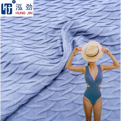 China Blue Pill 90%Nylon Anti Fish Corrugated Net Hard Textiles Fabric For Swimwear Fabric for sale