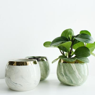 China Wholesale Home Decoration Minimalist Custom Design Marble Ceramic Classic Planter Vase Style Modern Luxury Flower Pot For Garden Balcony for sale