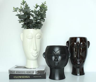 China Hot Selling Minimalist Nordic Modern Flower Pot Wall Hanging Vase Home Ceramic Planter Faced Decoration Flower Pot For Garden Balcony for sale