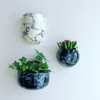 China Wholesale Minimalist Home Decoration Planter Wall Pot Ceramic Vase Marble Classic Modern Nordic Style Flower Pot For Garden Balcony for sale