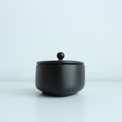 China Viable Unique Creative Shape Sugar Jam Pot Sugar Canister Cool Black Ceramic Storage Jar Gift For Hotel Home Wedding Customized Design for sale