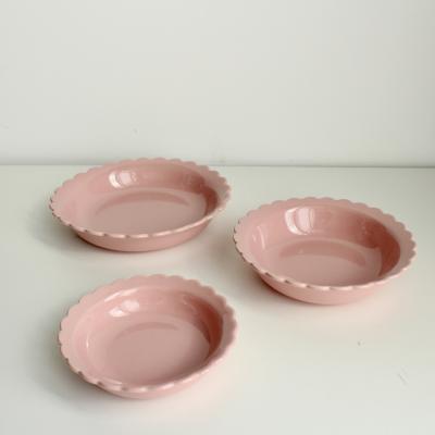 China Viable High Quality Unique Cute Pink Flower Shape Customized 8.6 Inch 7.4 Inch 6 Inch Bowl Pasta Bowl Salad Bowl Ceramic Tableware for sale