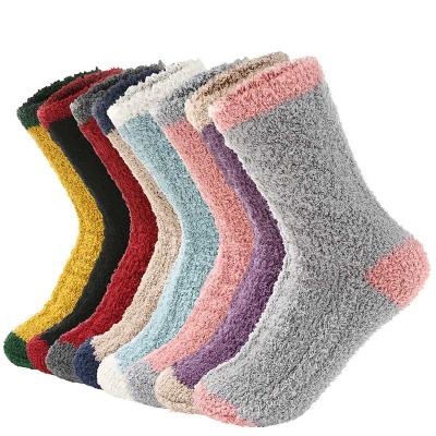 China Cheap Sustainable Winter Sleeping Stock Winter Warm Indoor Comfortable Thermal Terry Women's Fuzzy Socks for sale