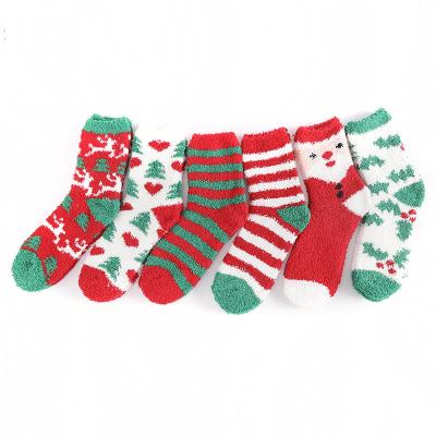 China Factory Christmas Microfiber Winter Warm Indoor Cozy Thermal Fleece Sleeping Fuzzy Socks For Women for sale