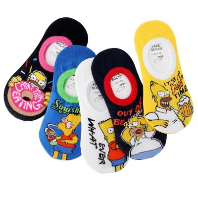 China Wholesale New Style The Simpsons Viable Comic Cotton Calcetines Anime Invisible Socks With Non Slip for sale