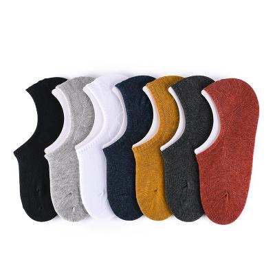 China LEO Manufacturer Color Sustainable Combed Cotton Solid Non-slip No Show Low Casual Cut Out Socks For Men for sale