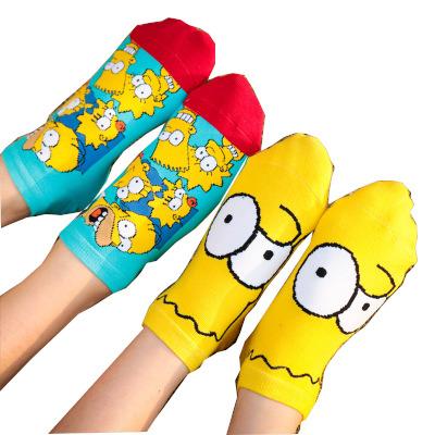 China Viable Fashion Funny Novelty Couples Adults Cartoon Animation Simpsons No Show Short Socks for sale