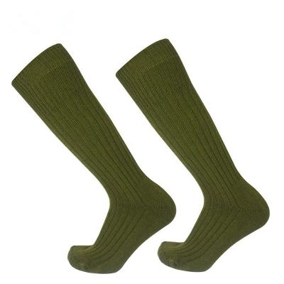 China Sustainable Cheap Double Needle Knit Green Winter Knee High Army Terry Boot Military Socks For Men for sale