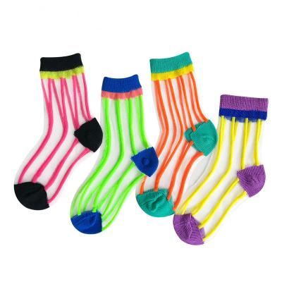 China Newest Design Fashion Korean Cute Colorful Summer Thin Crystal Tube Girl Teen Socks Sustainable Fashion for sale