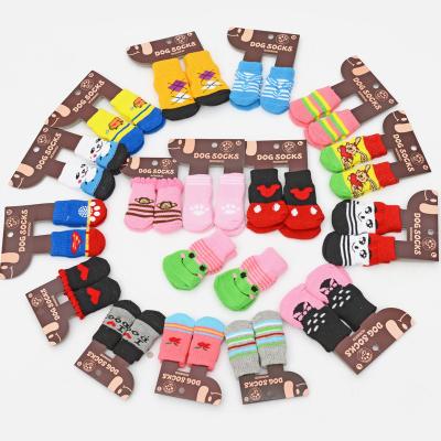 China Sustainable Factory Cartoon Animal Pattern Wholesale Waterproof Non Slip Knitted Pet Socks For Dogs for sale