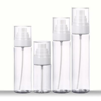 China Cosmetic Top Quality Mist Sprayer With Transparent Acrylic Cap Plastic PET Lotion Bottle for sale