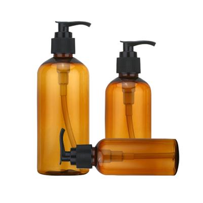 China High Quality Cosmetic PET Plastic Tan Shower Gel Hand Sanitizer Press Pump Bottle for sale