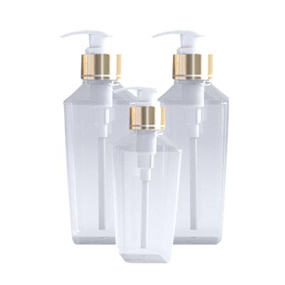 China Cosmetic good quality transparent premium square lotion cosmetic container with pp pump and PET bottle for sale